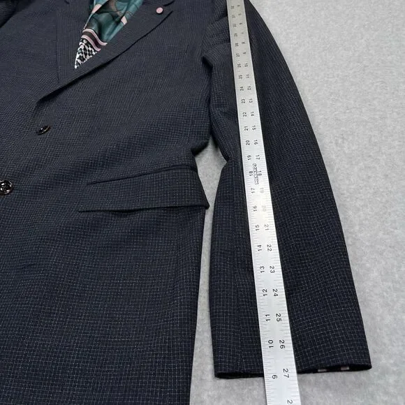 Ted Baker London Blazer Mens 6 XXL 42R Groove Micro Check Blue Sport Coat Iguana